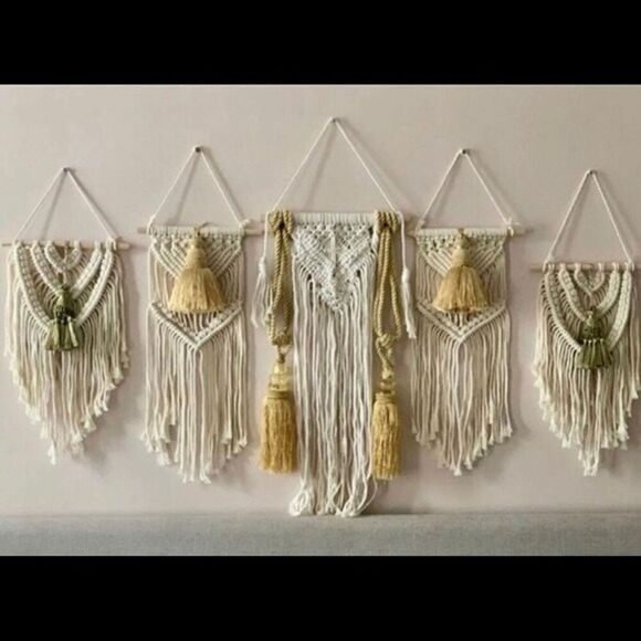 Macramé Home Decor Small Tapestry Bohemian Hippie Cottage Core - Picture 12 of 12